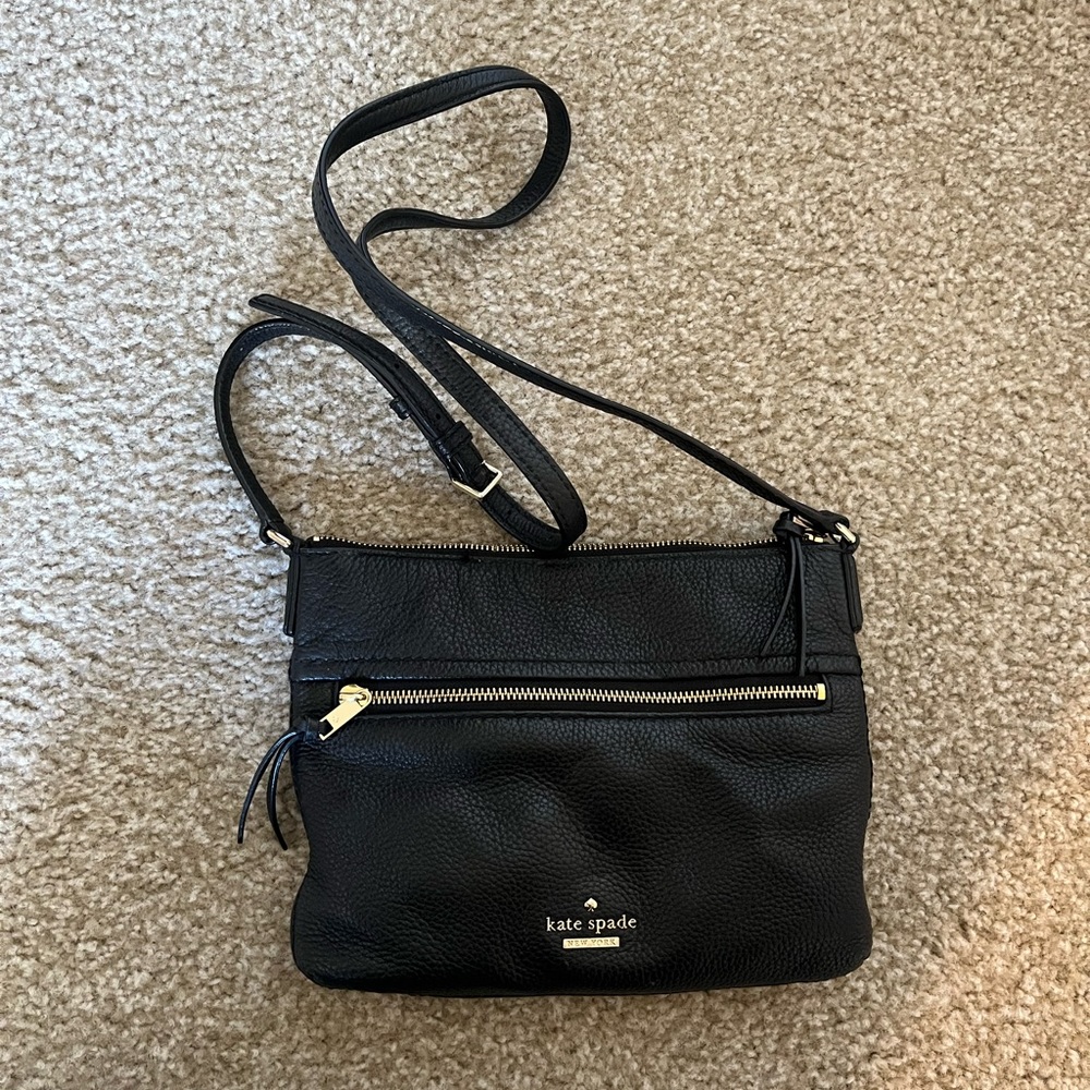 Women’s Kate Spade New York Black Crossbody Purse in Black Gold Details